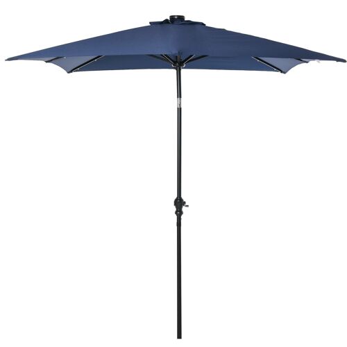 Parasol lumineux rectangulaire inclinable dim. 2,68L x 2,05l x 2,48H m parasol LED solaire métal polyester haute densité bleu