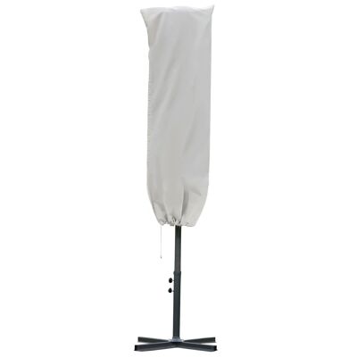 Waterproof protective cover for straight parasol with zipper and cream polyester oxford drawstring