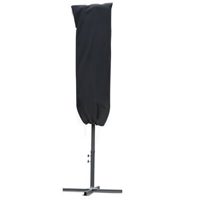 Waterproof protective cover for straight parasol with zipper and black oxford polyester drawstring