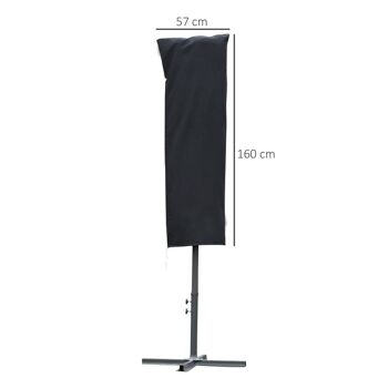 Housse de protection imperméable pour parasol droit avec fermeture éclair et cordon de serrage polyester oxford noir 3