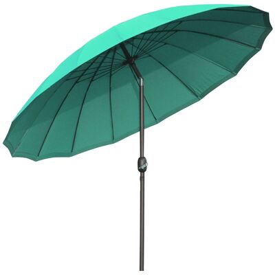 Round tilting umbrella with metal crank fiberglass Ø 2.55 m high density polyester green