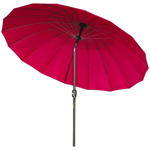 Parasol inclinable rond avec manivelle métal fibre de verre Ø 2,55 m polyester haute densité bordeaux