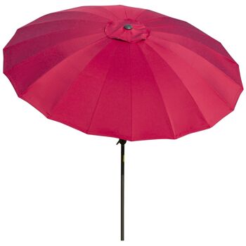 Parasol inclinable rond avec manivelle métal fibre de verre Ø 2,55 m polyester haute densité bordeaux 2