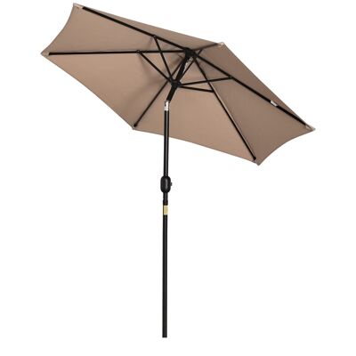 Hexagonal tilting parasol dim. Ø 2.3 x 2.16H m beige high density polyester metal