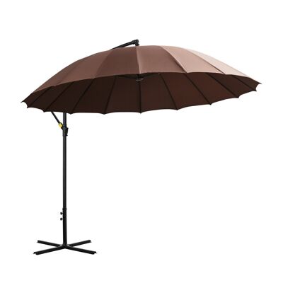 Round cantilever parasol, crank handle, metal pole base. dim. Ø 2.96 x 2.6H m chocolate high density polyester