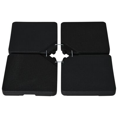 Parasol base set of 4 slabs for parasol to be ballasted dim. tot. 100L x 100W x 6.8H cm HDPE grainy surface black