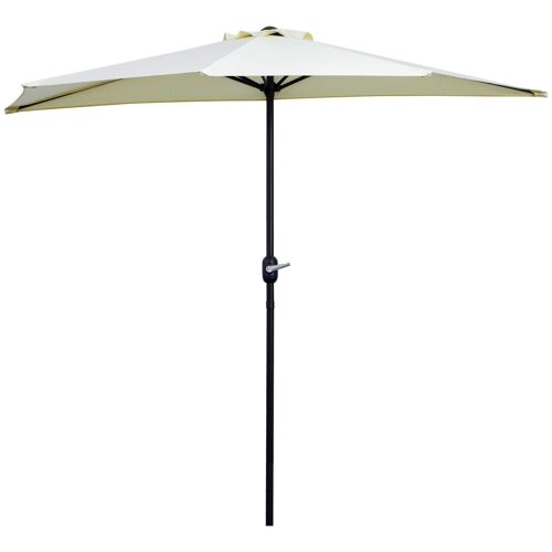 Demi parasol - parasol de balcon - ouverture fermeture manivelle - acier polyester haute densité crème