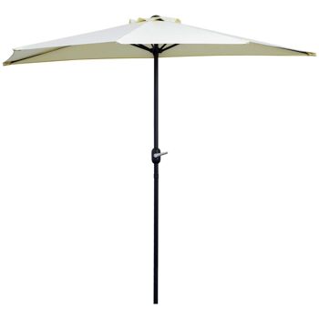 Demi parasol - parasol de balcon - ouverture fermeture manivelle - acier polyester haute densité crème 1