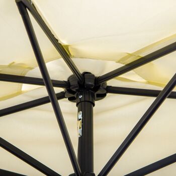 Demi parasol - parasol de balcon - ouverture fermeture manivelle - acier polyester haute densité crème 4