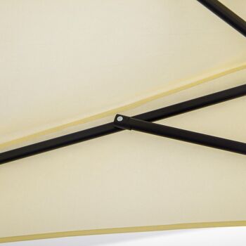 Demi parasol - parasol de balcon - ouverture fermeture manivelle - acier polyester haute densité crème 5