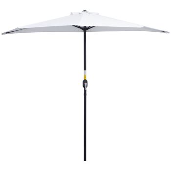 Demi parasol - parasol de balcon - ouverture fermeture manivelle - acier polyester haute densité blanc 1