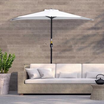 Demi parasol - parasol de balcon - ouverture fermeture manivelle - acier polyester haute densité blanc 2