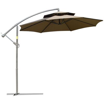 Paraguas voladizo voladizo octogonal Ø 2,65 x 2,45H m acero epoxi poliéster marrón