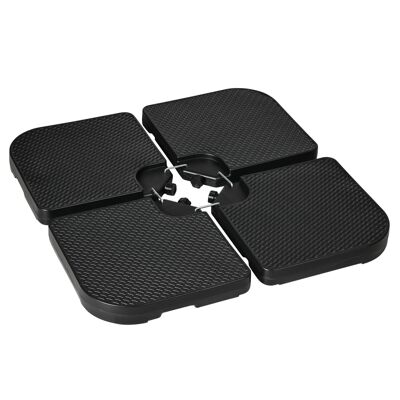 Sonnenschirmständer-Set mit 4 Platten für versetzten Sonnenschirm mit Gewicht, Abm. ges. 100L x 100B x 8H cm HDPE schwarz