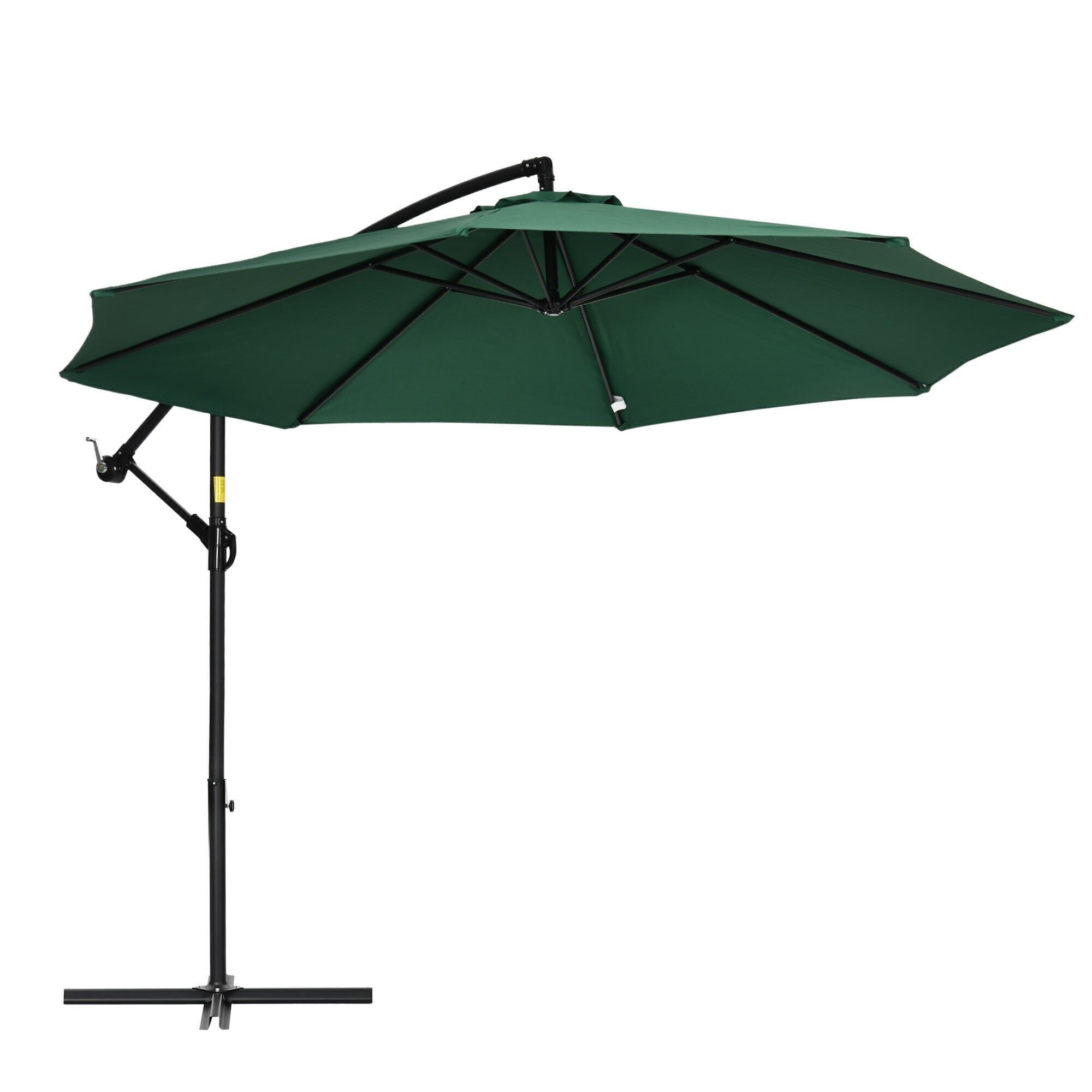 Parasol en voladizo octogonal basculante con manivela giratoria base acero Ø 2,9 x 2,4H m verde