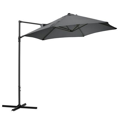 Parasol déporté octogonal inclinable pivotant Ø 256 cm acier polyester gris anthracite