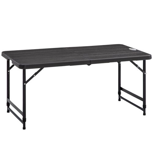 Table de jardin pliable 4 personnes table de camping pliable hauteur réglable acier époxy plateau HDPE aspect bois gris