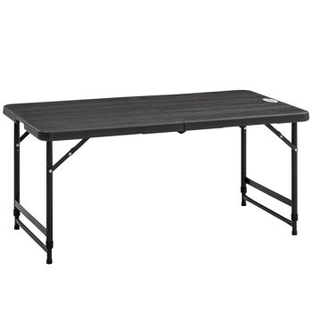 Table de jardin pliable 4 personnes table de camping pliable hauteur réglable acier époxy plateau HDPE aspect bois gris 1