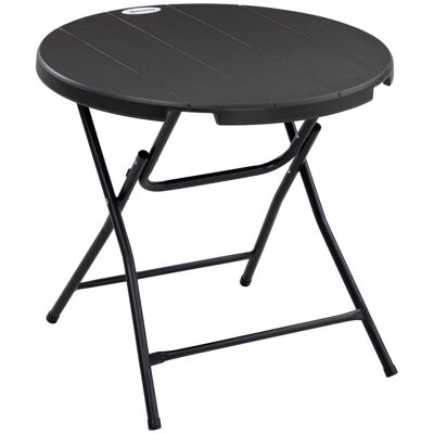 Tavolo da giardino pieghevole 4 persone tavolo rotondo pieghevole Ø 80 cm piano in acciaio epossidico HDPE effetto legno grigio