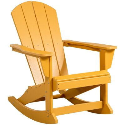 Fauteuil de jardin Adirondack à bascule rocking chair style néo-rétro assise dossier ergonomique HDPE orange