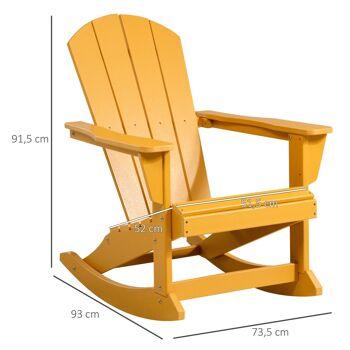 Fauteuil de jardin Adirondack à bascule rocking chair style néo-rétro assise dossier ergonomique HDPE orange 3