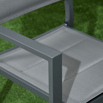 Ensemble de jardin 6 personnes chaises empilables table extensible 90/180L cm alu. textilène gris 5