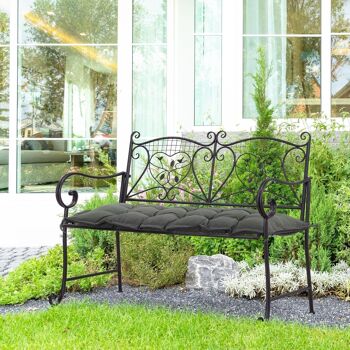 Coussin d'assise pour banc de jardin rembourrage épais 100 x 40 x 10 cm polyester gris 2