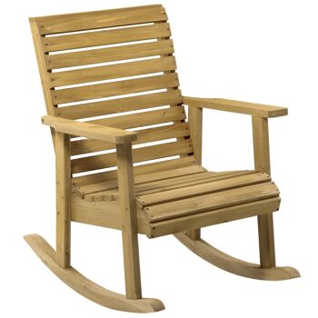 Fauteuil de jardin à bascule rocking chair style néo-rétro bois sapin autoclave 1
