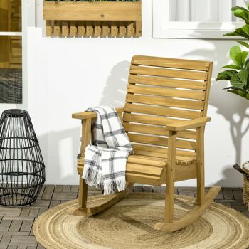 Fauteuil de jardin à bascule rocking chair style néo-rétro bois sapin autoclave 2