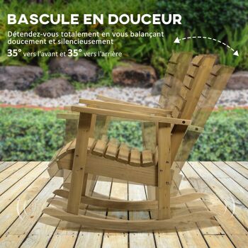 Fauteuil de jardin à bascule rocking chair style néo-rétro bois sapin autoclave 3