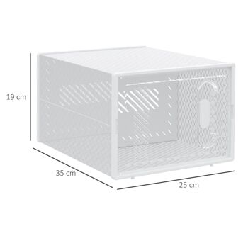 Lot de 8 boites cubes rangement à chaussures modulable avec portes transparentes - dim. 25L x 35l x 19H cm - PP blanc transparent 3