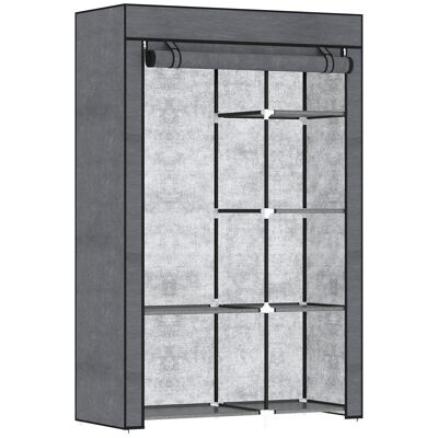 Armario multialmacenaje - 6 estantes, 1 barra - Dimensiones 103L x 43An x 162,5H cm - gris acero negro no tejido