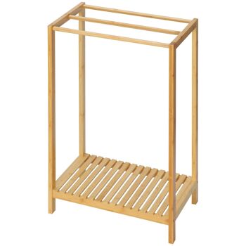 Porte-serviette autoportant 3 barres avec étagère - dim. 51L x 31l x 85H cm - bois bambou 4