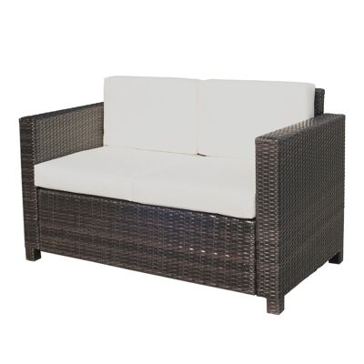 Gartensofa, 2-Sitzer, gerades Sofa, 4 Kissen mit abnehmbaren Bezügen, 130 L x 70 B x 80 H cm, geflochtenes Harz