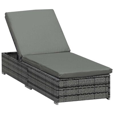 High-comfort deckchair sun lounger Water-repellent mattress with removable cover Multi-position adjustable tilt Gray resin wicker