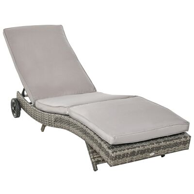 Cómoda tumbona tipo tumbona - Respaldo reclinable en 5 posiciones - Funda de colchón extraíble incluida - Tejido de resina gris