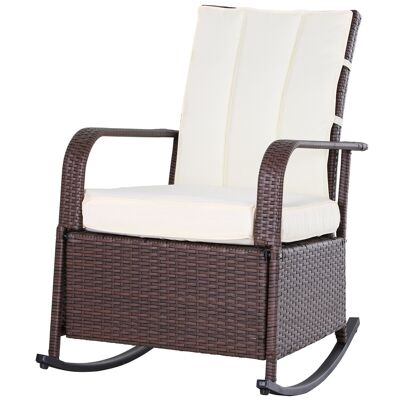 Rocking chair rocking chair great comfort cozy style seat cushions water-repellent backrest cream woven resin imitation chocolate rattan