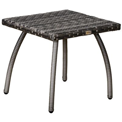 Cozy chic style garden coffee table side table epoxy metal braided resin imitation gray rattan