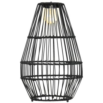 Lampadaire LED solaire de jardin style colonial dim. Ø 34 x 56H cm résine tressée filaire noire 1