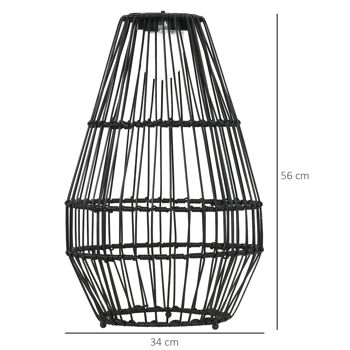 Lampadaire LED solaire de jardin style colonial dim. Ø 34 x 56H cm résine tressée filaire noire 3