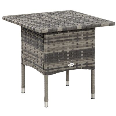 Table basse de jardin style cosy chic dim. 50L x 50l x 47H cm métal époxy résine tressée aspect rotin gris