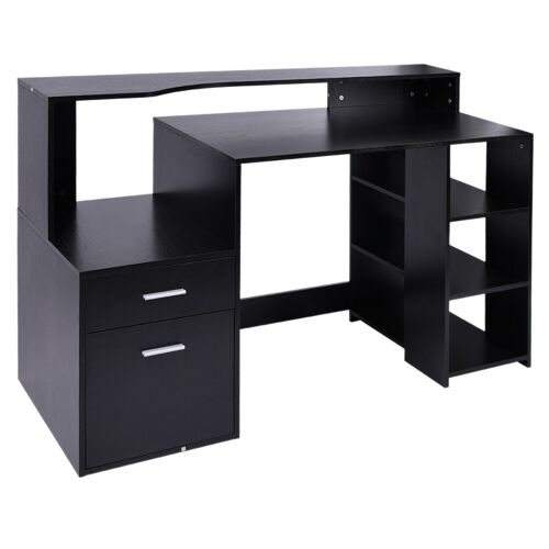 Bureau Informatique multimédia Design Multi-rangements 137 L x 55 l x 92 H cm noir