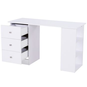 Bureau informatique multimédia multi-rangements 3 tiroirs 2 étagères 120L x 49l x 72H cm blanc 5