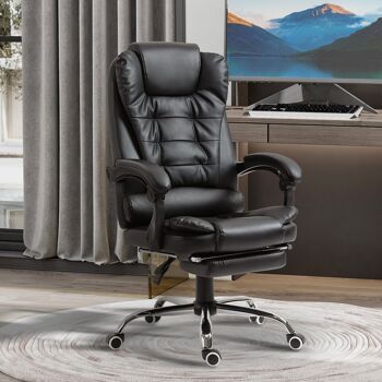 Fauteuil de bureau fauteuil manager grand confort dossier inclinable repose-pied rétractable noir 2