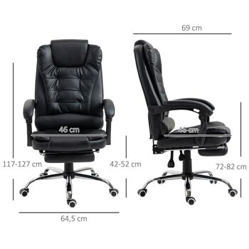 Fauteuil de bureau fauteuil manager grand confort dossier inclinable repose-pied rétractable noir 3