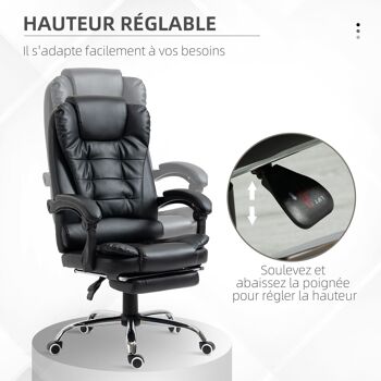 Fauteuil de bureau fauteuil manager grand confort dossier inclinable repose-pied rétractable noir 4