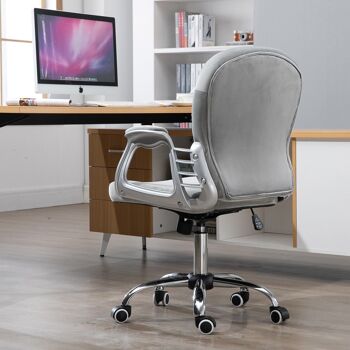 HOMCOM Fauteuil chaise de bureau style contemporain hauteur réglable roulettes pivotant velours 60 x 61 x 95-105 cm gris 4