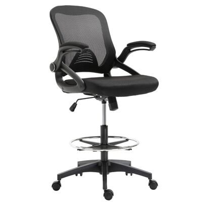 Bürosessel Bürostuhl mit höhenverstellbarer Sitzfläche, Maße 64L x 60B x 106-126H cm, 360° drehbar, atmungsaktives Netzgewebe, schwarz