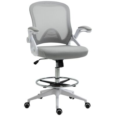 Poltrona da ufficio sedia da ufficio seduta alta regolabile Dim. 64L x 60L x 106-126H cm Girevole a 360° rete traspirante grigio