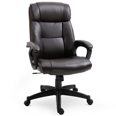 HOMCOM Office armchair adjustable ergonomic office chair castors 360° swivel PU synthetic coating 64 x 73 x 106-115.5 cm chocolate